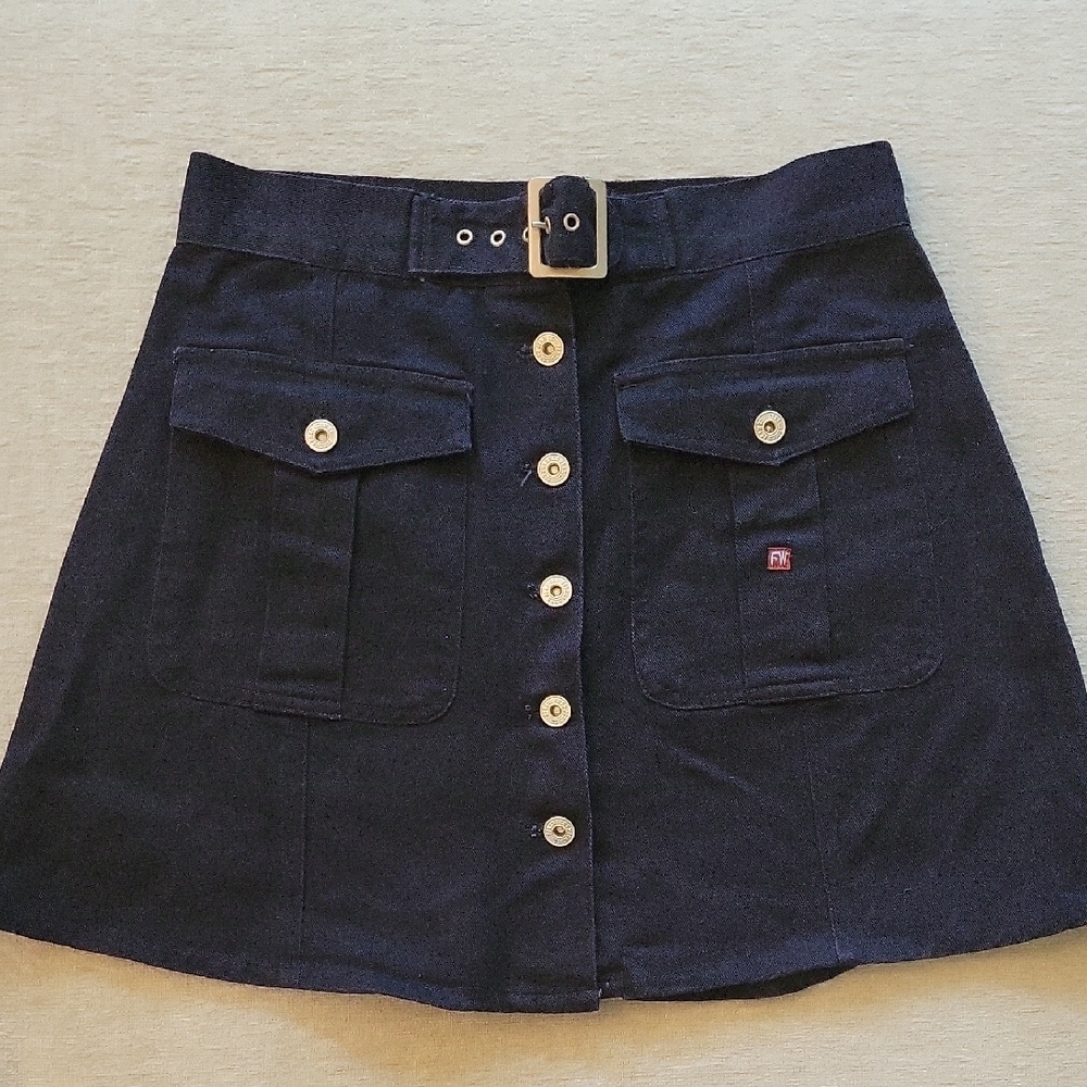 Blue A-Line Mini Cargo Skirt for Casual Wear 100% Cotton Size 12